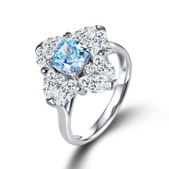 The Aurora Ring-Cushion with Marquise Halo