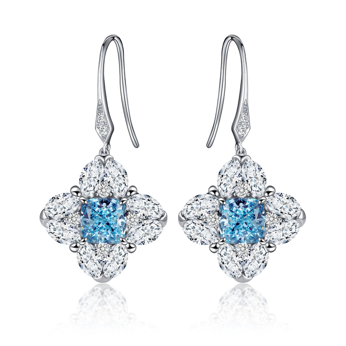 The Sinena Earring-Cushion with Marquise Cluster 2.0ct